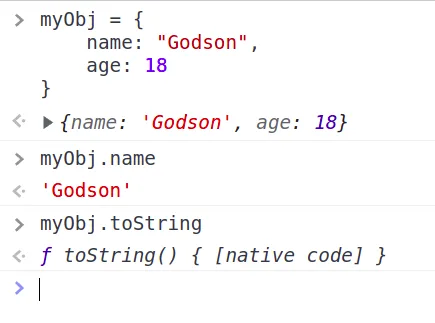 An object with a name key but no own toString