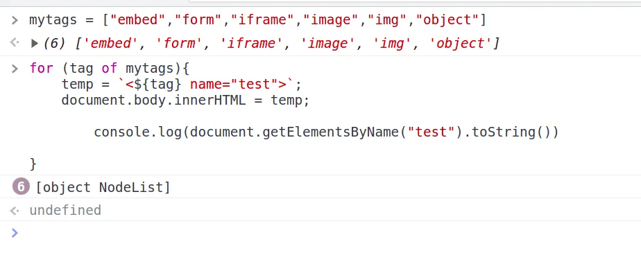toString() still returning element types for these tags