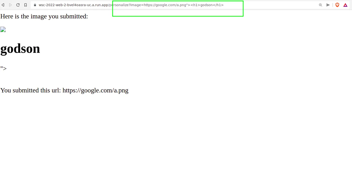 Breaking out of the img tag's src attribute