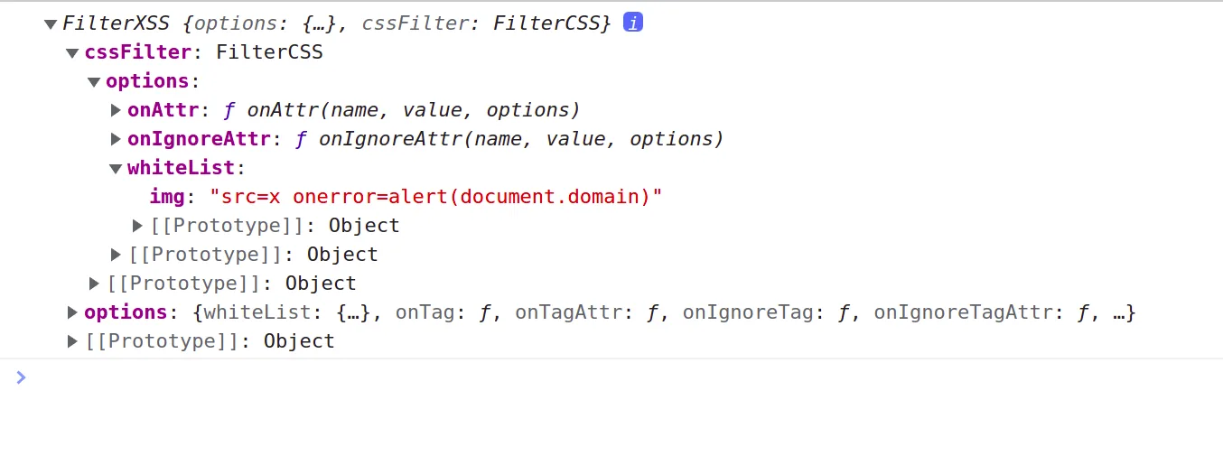 img added to the whitelist with an onerror attribute allowed