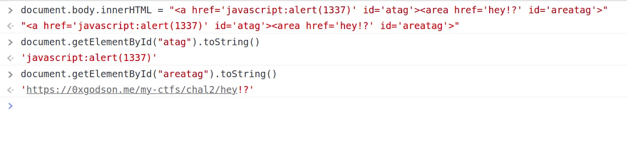 href value returned by toString() on an a tag