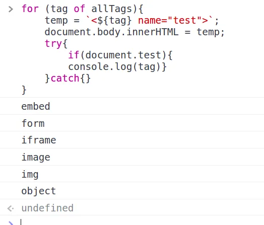 Tags that clobber document via name