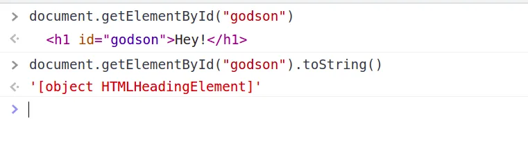 toString() on an h1 returning [object HTMLHeadingElement]