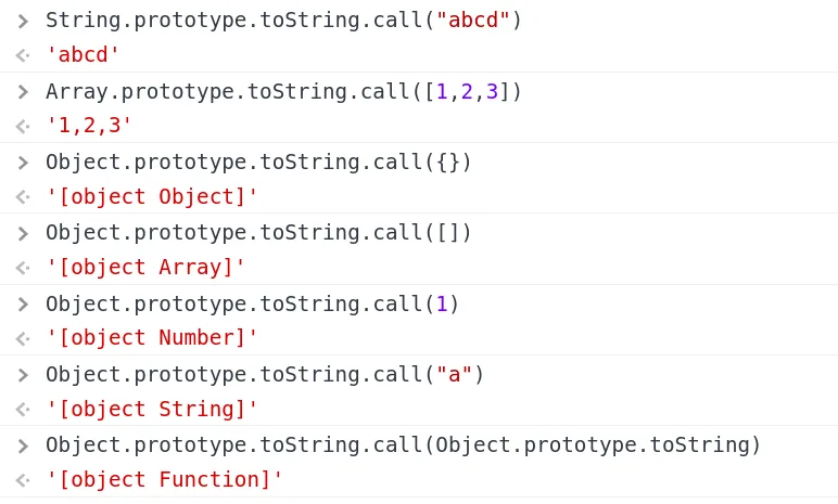 Different toString behavior per prototype
