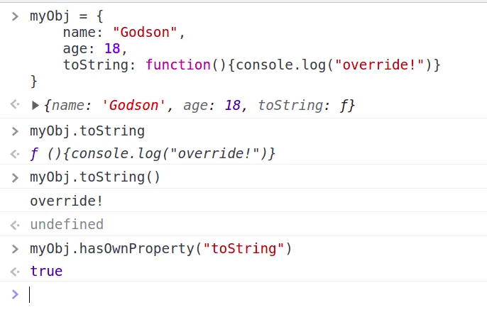 Setting toString directly on myObj