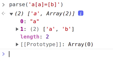 parse() splitting a bracketed path into base + tokens